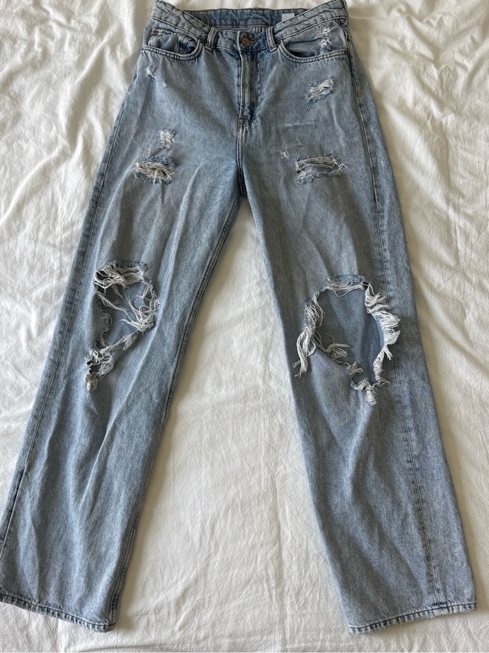 Light Blue Distressed Women’s Jeans - Classic Relaxed Fit